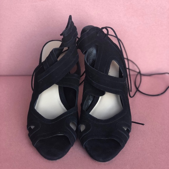 Loffler Randal black suede tie up heels - Picture 2 of 6